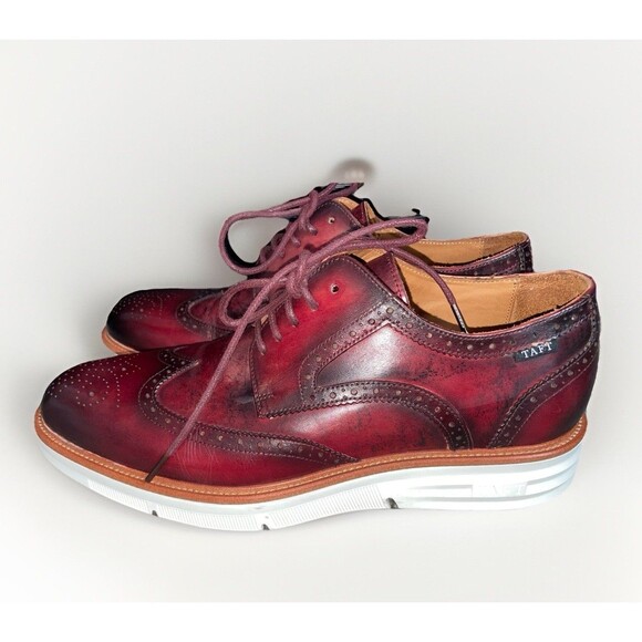 TAFT 365 Model 103 wingtip oxford shoes in a midnight bordeaux patina finish 10 main image 4